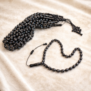 سبحة كوك زيتونة 33 خرزة مطعم معدن ابيض معالج ضد الصدأ مقاس 8 مللي