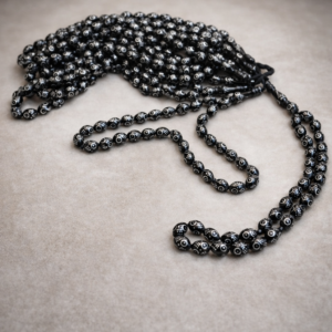 سبحة كوك زيتونة 33 خرزة مطعم معدن ابيض معالج ضد الصدأ مقاس 10 مللي