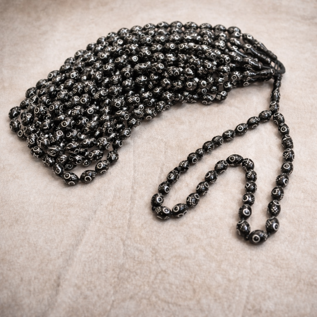 سبحة كوك زيتونة 33 خرزة مطعم معدن ابيض معالج ضد الصدأ مقاس 10 مللي - الصورة 2