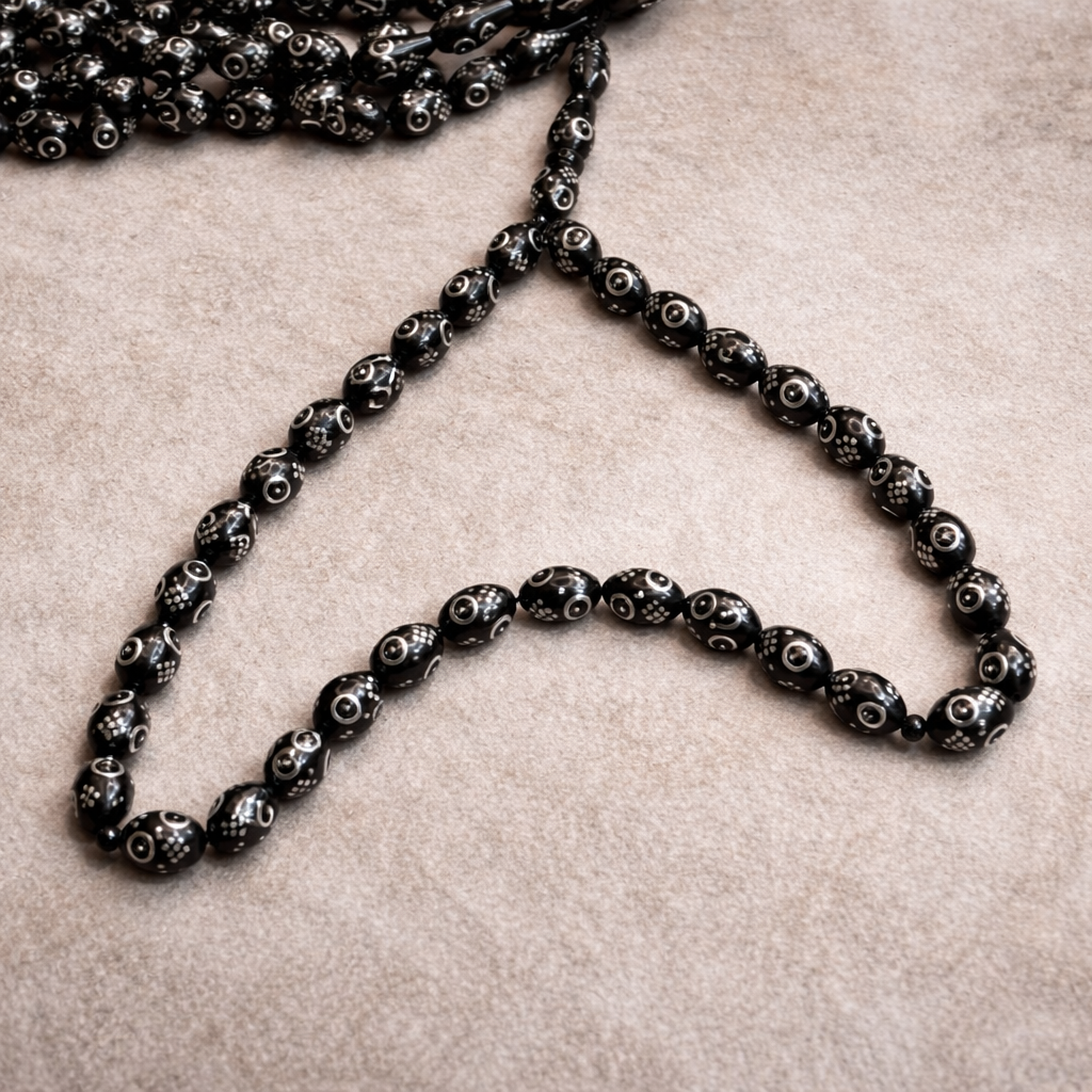 سبحة كوك زيتونة 33 خرزة مطعم معدن ابيض معالج ضد الصدأ مقاس 10 مللي - الصورة 3