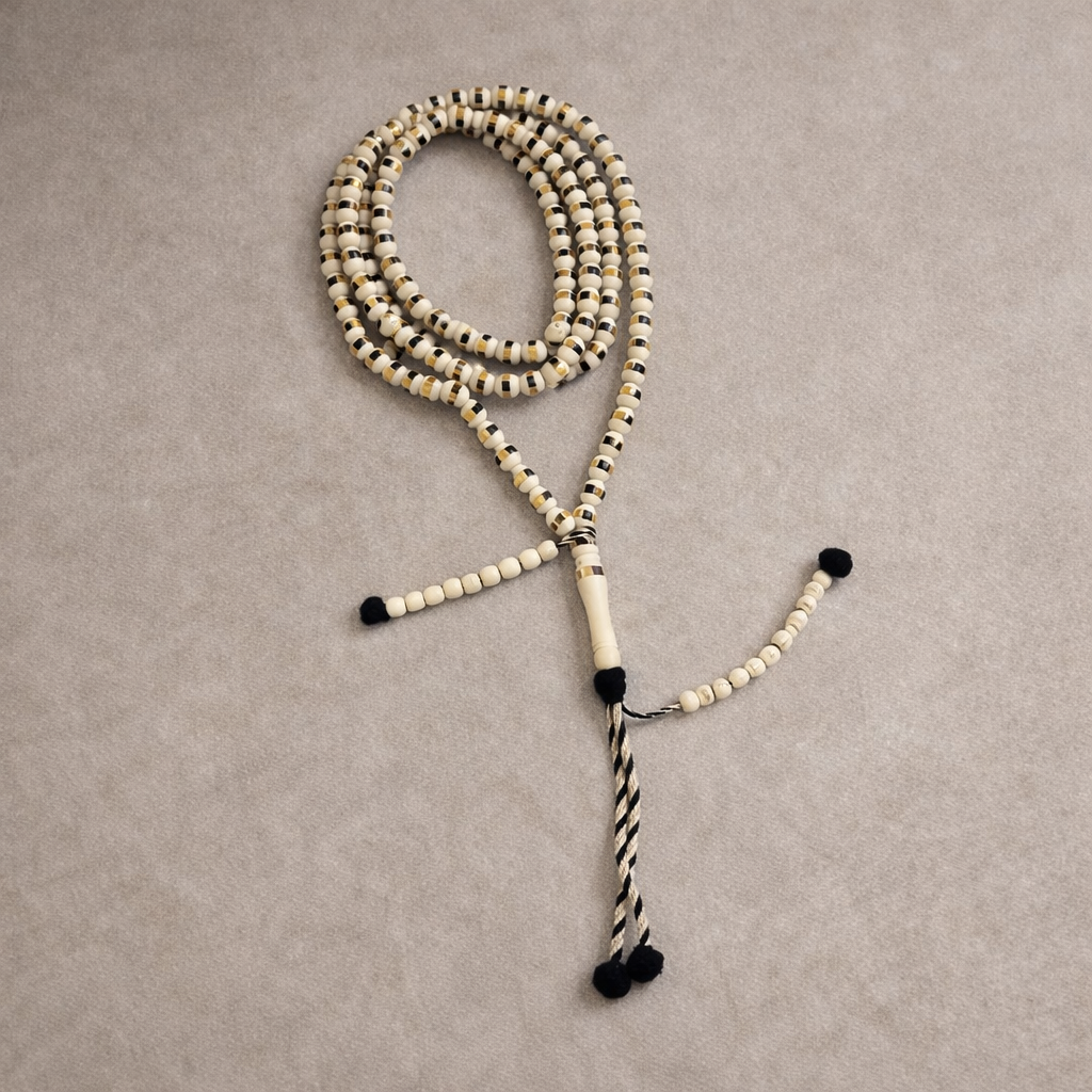 سبحة عضم جمل مطعم مريات بلية 99 خرزة مقاس 8 مللي لضم افريقي - الصورة 3