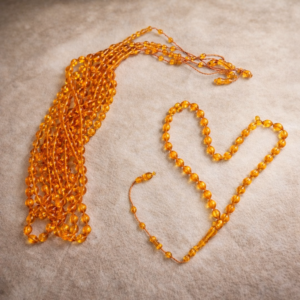 سبحة كاست امريكي صب جديد برتقالي شفاف زيتونة 39 خرزة مقاس 8 مللي