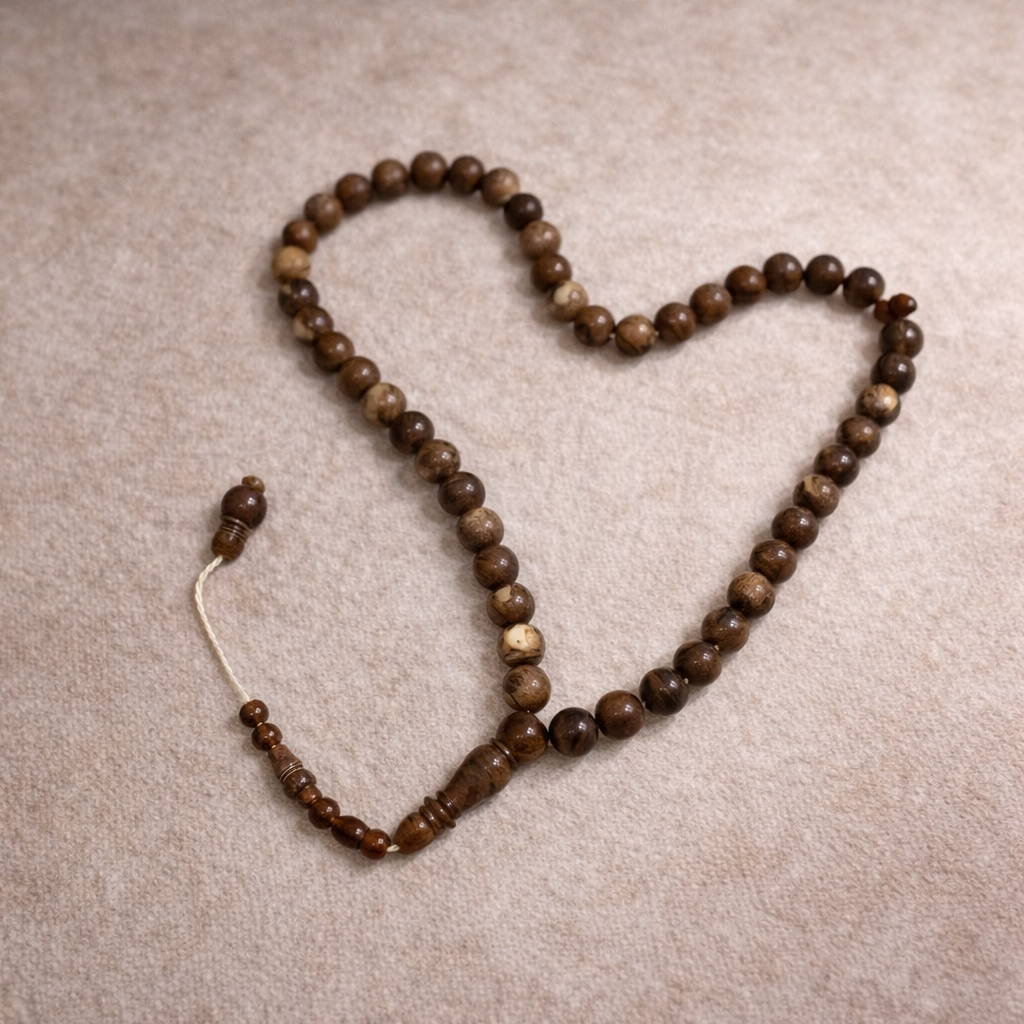 سبحة تراب كهرمان بريحة الزعفران بلية 33 خرزة مقاس 10 مللي - الصورة 3