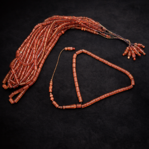 سبحة كاست امريكي احمر شفاف صب جديد براميلي 33 خرزة مقاس 12 مللي