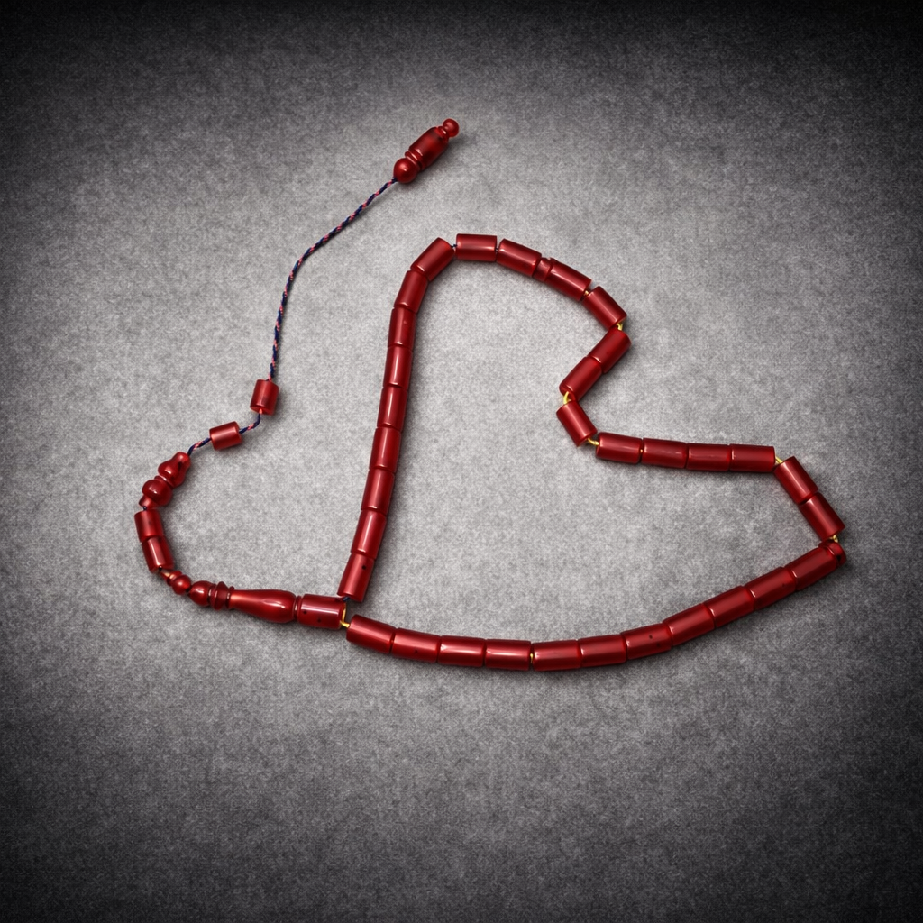 سبحة كاست امريكي صب جديد احمر براميلي 33 خرزة مقاس 12 مللي - الصورة 2