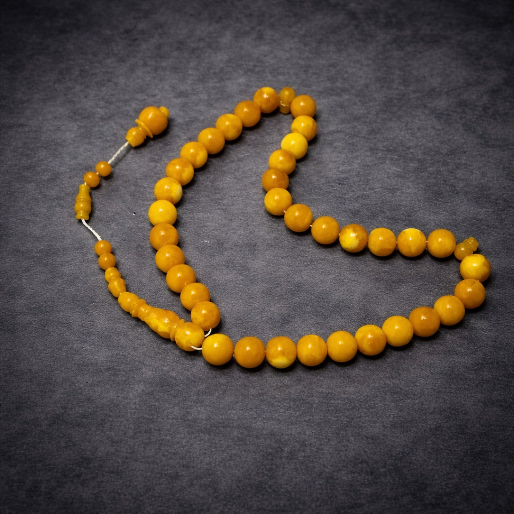 سبحة تراب كهرمان بريحة الكافور بلية 33 خرزة مقاس 14 مللي - الصورة 3