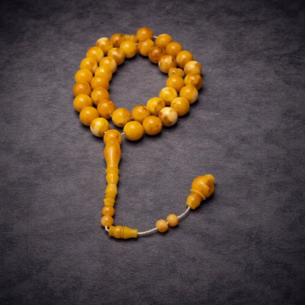 سبحة تراب كهرمان بريحة الكافور بلية 33 خرزة مقاس 14 مللي - الصورة 2