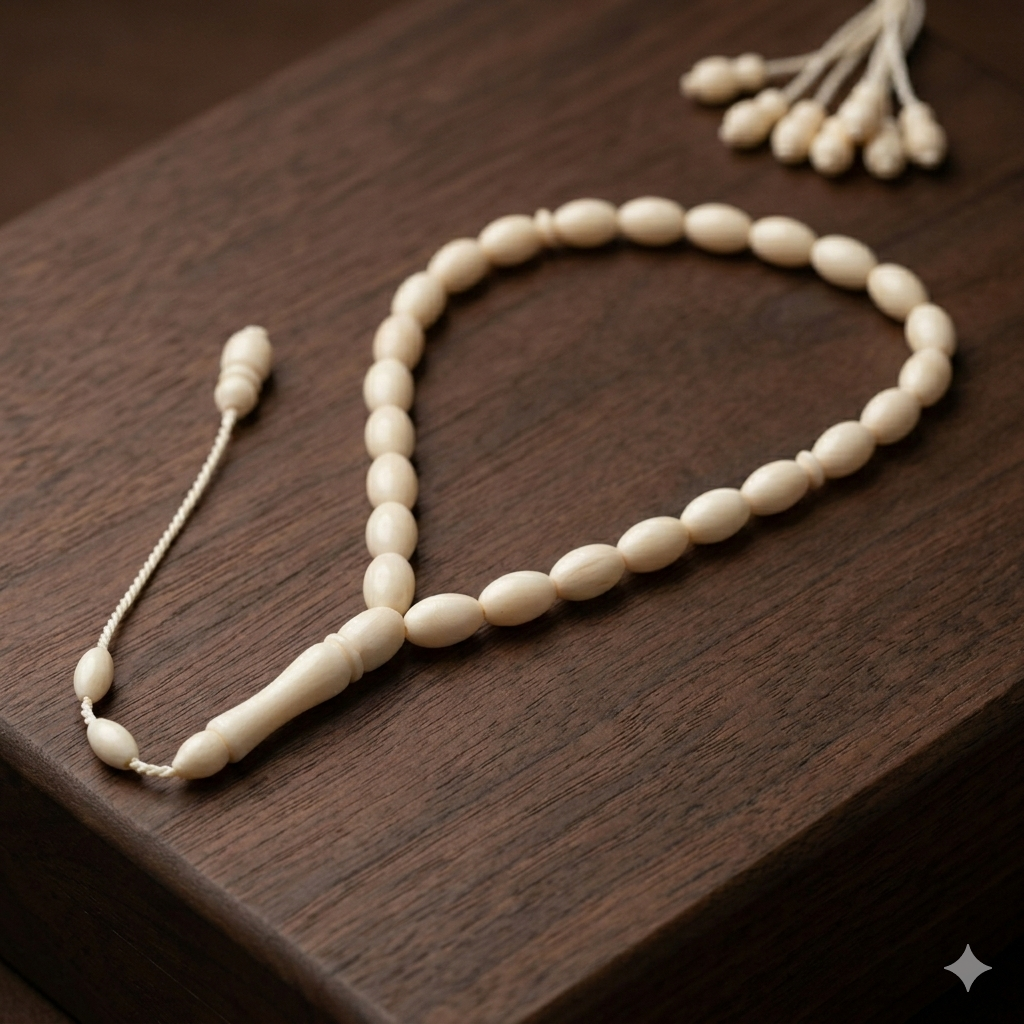 سبحة عضم جمل زيتونة 33 خرزة مقاس 10 مللي - الصورة 2